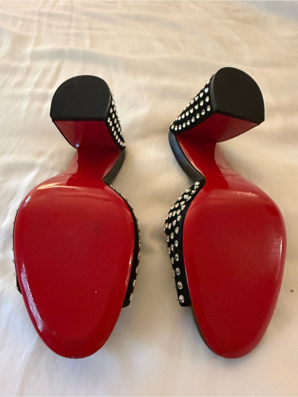 Christian Louboutin Black Crystal-Stud Slide Mules with Red Sole - Picture 6 of 7